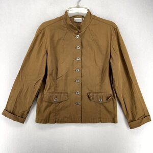 Chicos Long Sleeve Lightweight Button Up Jacket Brown Color Ladies Size 1